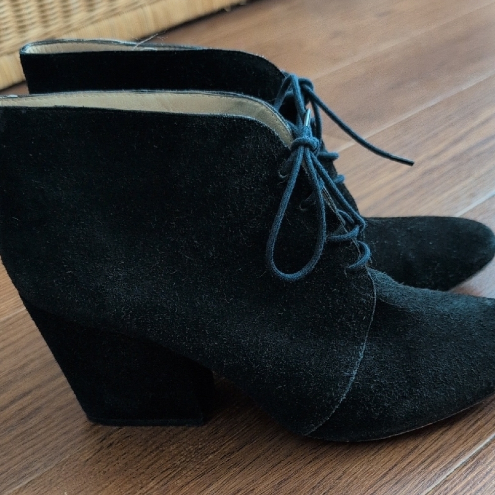 Kate Spade Elegant Black Lace-Up Suede Ankle Boots